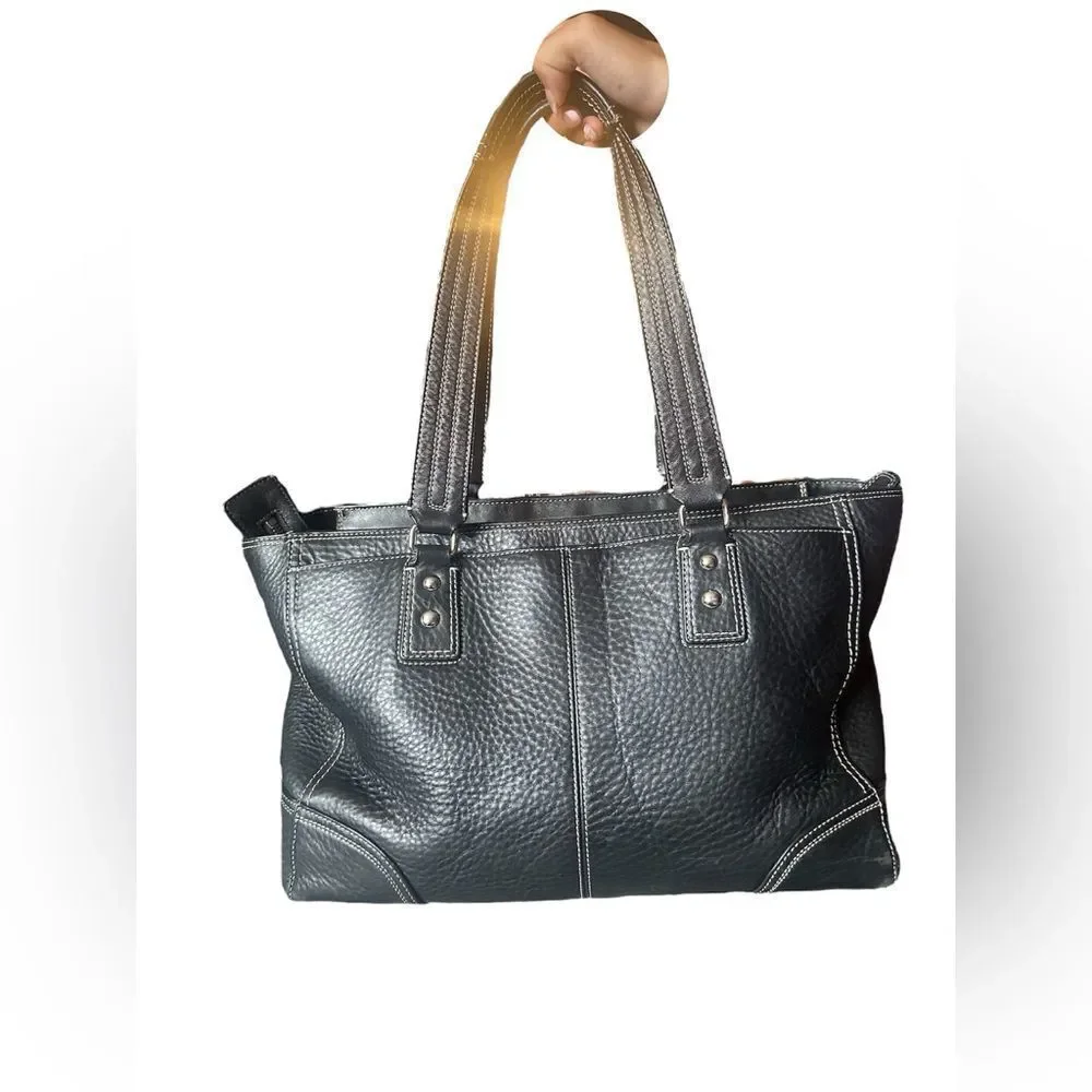Coach Black Pebble Leather Tote Bag